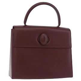 CARTIER Must Line Handtasche aus Leder Bordeaux Gold Auth BA12715