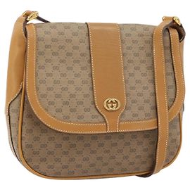Borsa a tracolla GUCCI Micro GG Supreme PVC Beige Oro 001 41 4425 Auth ka4370
