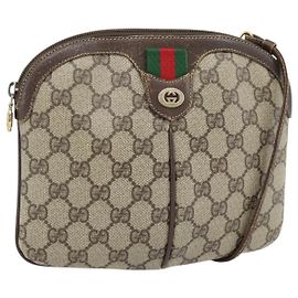 Borsa GUCCI GG Supreme Web Sherry Line PVC Beige Oro 904 02 047 Auth 181123