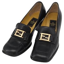 FENDI Loafer aus Leder 36 1/2 Schwarz Auth 179329 - Fendi
