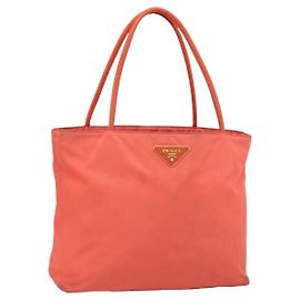 Borsa Tote PRADA Nylon Arancione Oro Auth 181129