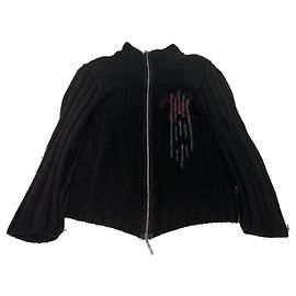 Roberto Cavalli Giacca in maglia vintage Cavalli Y2K Nero Rosso Verde