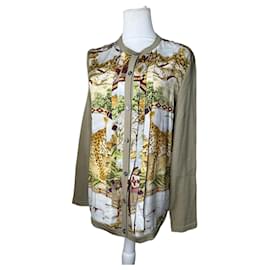 Salvatore Ferragamo Vintage Ferragamo Woll-Seide-Cardigan Y2K Creme Oliv Rost