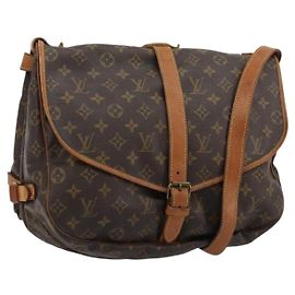 LOUIS VUITTON Monogram Saumur 35 Shoulder Bag M42254 LV Auth ka4390