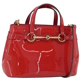 GUCCI Horsebit Handtasche aus Lackleder 2way Pink Gold 371925 Auth ka4397A