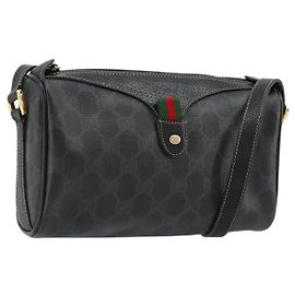 GUCCI GG Supreme Web Sherry Line Tasche PVC Schwarz Rot 89 02 018 Auth 181179
