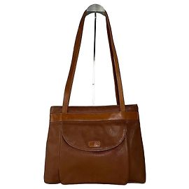 Borsa a tracolla in pelle martellata vintage Courreges Tan