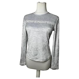 Vintage Fendi Viscose Langarm Silber
