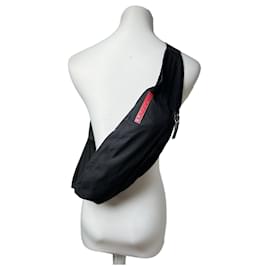 Borsa a tracolla vintage Prada Linea Rossa Y2K Nero Argento