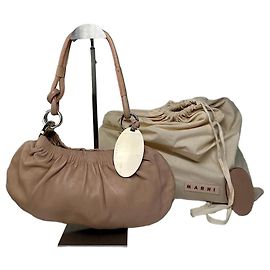 Borsa a tracolla vintage Marni in pelle morbida Y2K Blush Pink Argento