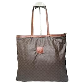 Céline Tote Celine Vintage in Pelle Liscia Y2K Marrone Cioccolato