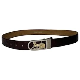 Céline Vintage Celine Ledergürtel aus Rinderleder Y2K Dunkelbraun Gold