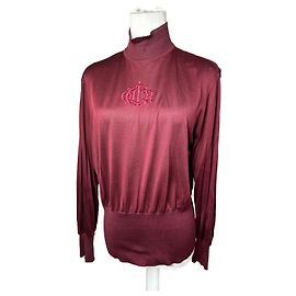 Suéter de cuello alto de seda vintage Dior Y2K Burdeos