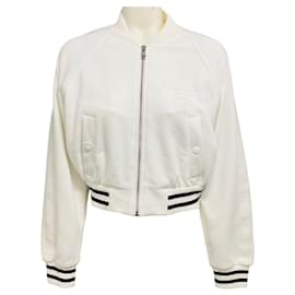 Chaqueta bomber de toalla blanca con detalle de logotipo y cremallera Prada