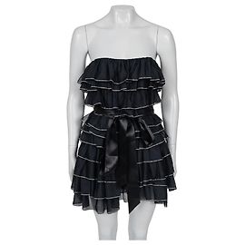 Alexandre Vauthier Black Crystal Ruffle Mini Dress FR38 pre-owned