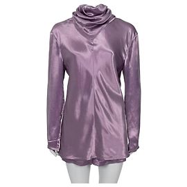 Set completo shorts e blusa in cupro viola Bottega Veneta IT42 Usato
