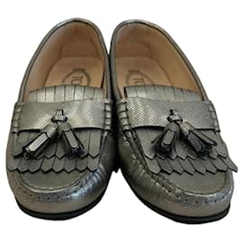 Tod's Gommino Mocassini in pelle argento