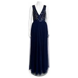 Jenny Packham Abendkleid aus Tüll in Marineblau mit Pailletten