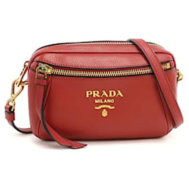 Borsa a tracolla in pelle rossa Prada