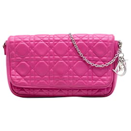 Pochette Cannage in agnello rosa Dior
