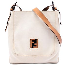 Fendi Borsa a tracolla in tela bianca FF