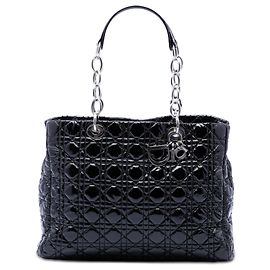 Dior Black Large Patent Cannage Lady Dior Soft Shopping Tote