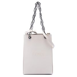 Tote shopping Fendi in pelle bianca piccola