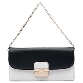 Portafoglio Diorling con catena in pelle di vitello bicolore bianco Dior