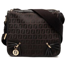 Fendi Braun Kleiner Zucchino Canvas F Charm Crossbody