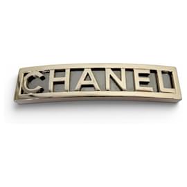 ACCESSORIO PER CAPELLI CHANEL BARRETTE LOGO METALLO DORATO ARGENTATO - Chanel