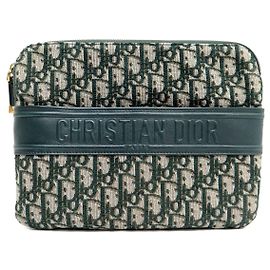 NUOVO SACCA A MANO CHRISTIAN DIOR POCHETTE IN TELA OBLIQUE TROUSSE POUCH BAG