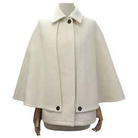 ABRIGO CHRISTIAN DIOR CAPE CROISIERE 417C29A1419 S 36 LANA BLANCO
