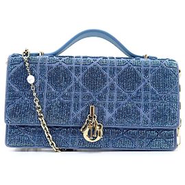 Christian Dior NUEVO BOLSO MY DIOR MINI MICRO CANNAGE DE CUENTAS S0980OIBE AZUL