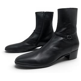 STIVALETTI SAINT LAURENT VLAD 802358 IN PELLE NERA TAGLIA 45 NUOVI