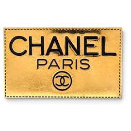 SPILLA VINTAGE CHANEL PLACCA LOGO CC 1988 LAGERFELD IN METALLO DORATO - Chanel