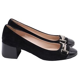 Décolleté loafer Tod's Double T Court in scamosciato nero
