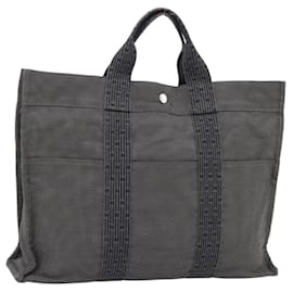Hermès Borsa HERMES Her Line MM in tela grigio argento Autentica 181392