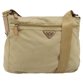 Borsa a Spalla PRADA Nylon Beige Argento Auth 181130 - Prada