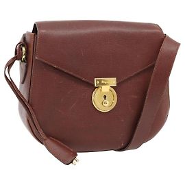 Borsa a Spalla Salvatore Ferragamo in Pelle Marrone Oro Auth BA12914