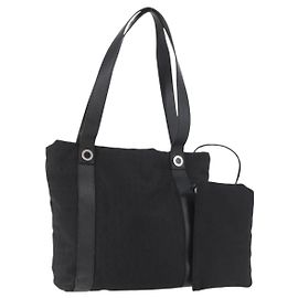 Bulgari Borsa Tote BVLGARI Logo Mania in tela nero argento Auth BA12918