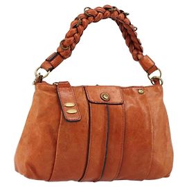 Chloé Borsa Chloe Eloise in Pelle Arancione Oro Auth bs35145