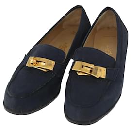 HERMES Kelly Loafers Suede 35 1/2 Navy Auth BA12685 - Hermès