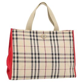 Borsa Tote BURBERRY Nova Check in tela Beige Auth bs35250