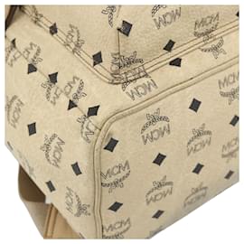 Mochila MCM Vicetos Logogram PVC Beige Oro Auth 179430