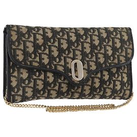 Borsa a tracolla Christian Dior Trotter Canvas Blu Navy Oro Autentica 165259