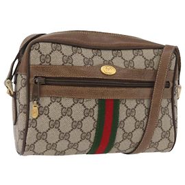 GUCCI GG Supreme Web Sherry Line Tasche PVC Beige Gold 67 02 004 Auth 181214