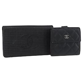 Portafoglio CHANEL in Pelle 2 Set Nero CC Autentico BA12679
