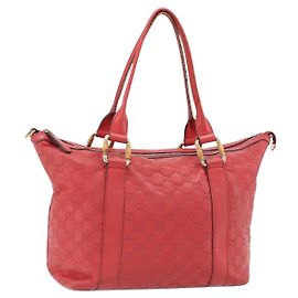 Borsa GUCCI GG Canvas Guccissima bambù Pelle Rossa Oro 339548 Auth bs35296