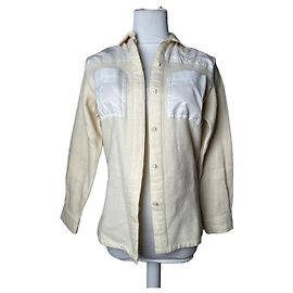 Giacca-camicia vintage Dior in lana e raso crema avorio