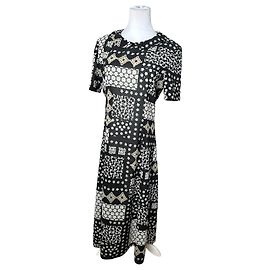 Chloé Abito vintage Chloe in misto seta con motivo floreale nero e crema